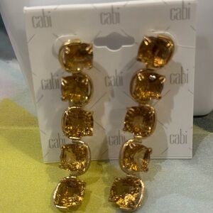 CAbi Gold Cascading Crystal Drop Earrings